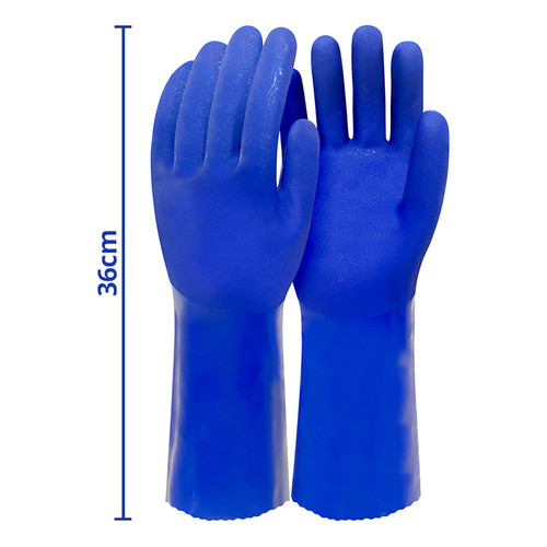 Detalhes do Luva Pvc Cano Longo Proteção Quimica C/ Forro Punho 36cm CA 49617