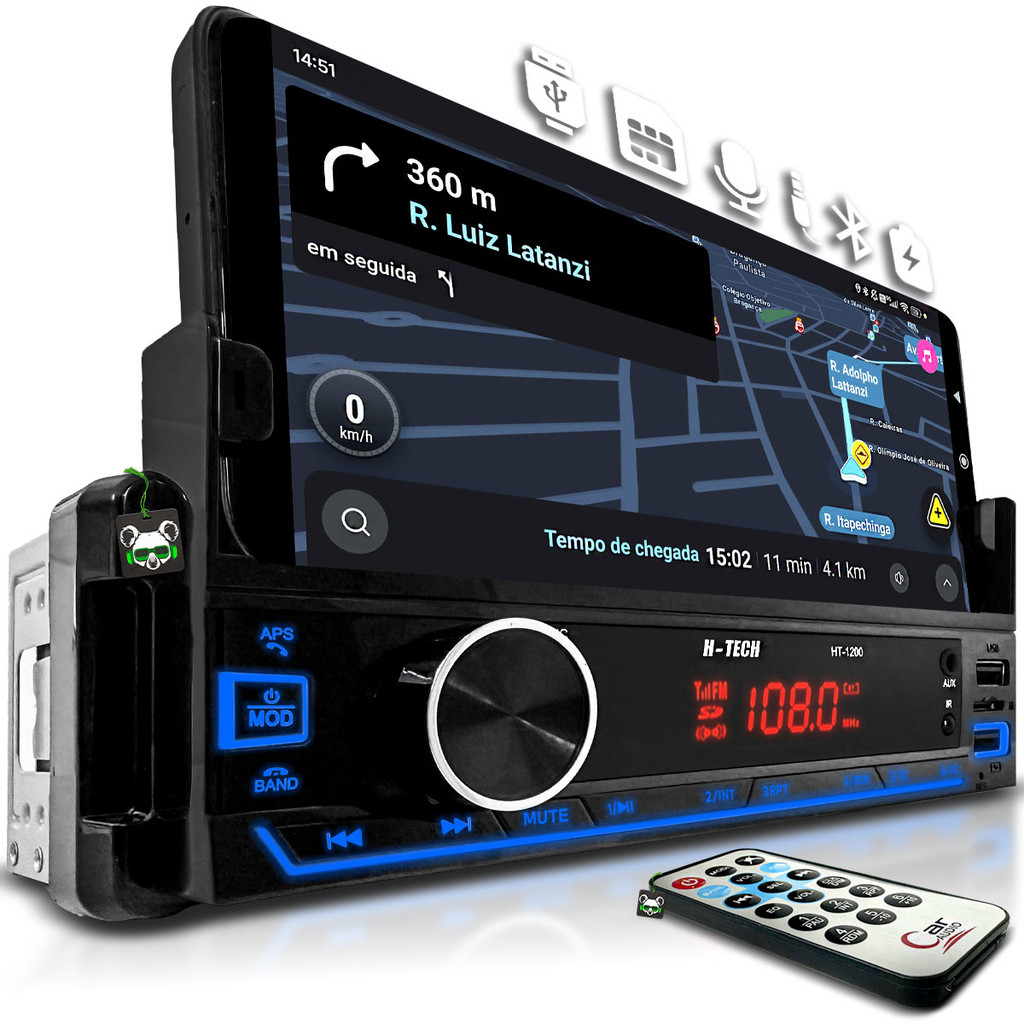 Rádio Som Automotivo MP3 C/ Suporte Apoio Celular Bluetooth SD 2 USB's - Spare Parts and Accessories for Vehicles