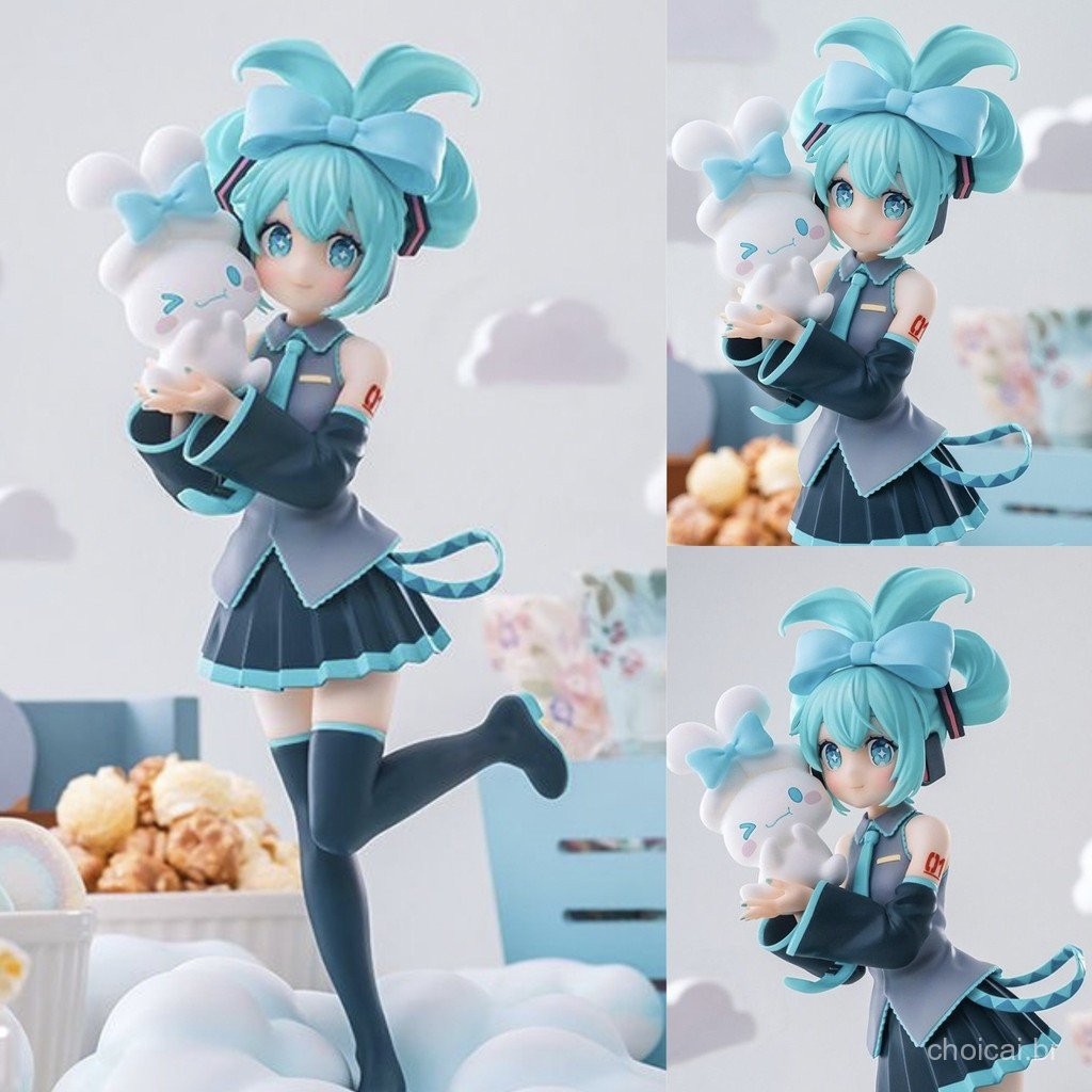 Figura de Personagem de 20cm Hatsune Miku Cinnamoroll em Pé Ação Modelo de PVC Brinquedo Boneca