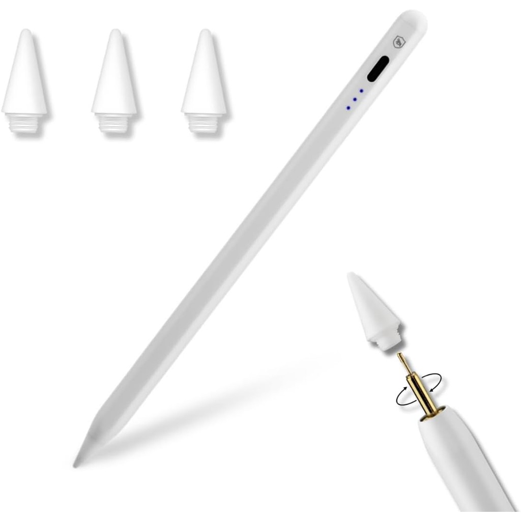 Kit Caneta Touch Pro Palm Rejection para iPad Escrita de Alta Precisão LED Indicativo + 3 Ponteiras em Oferta na Shopee