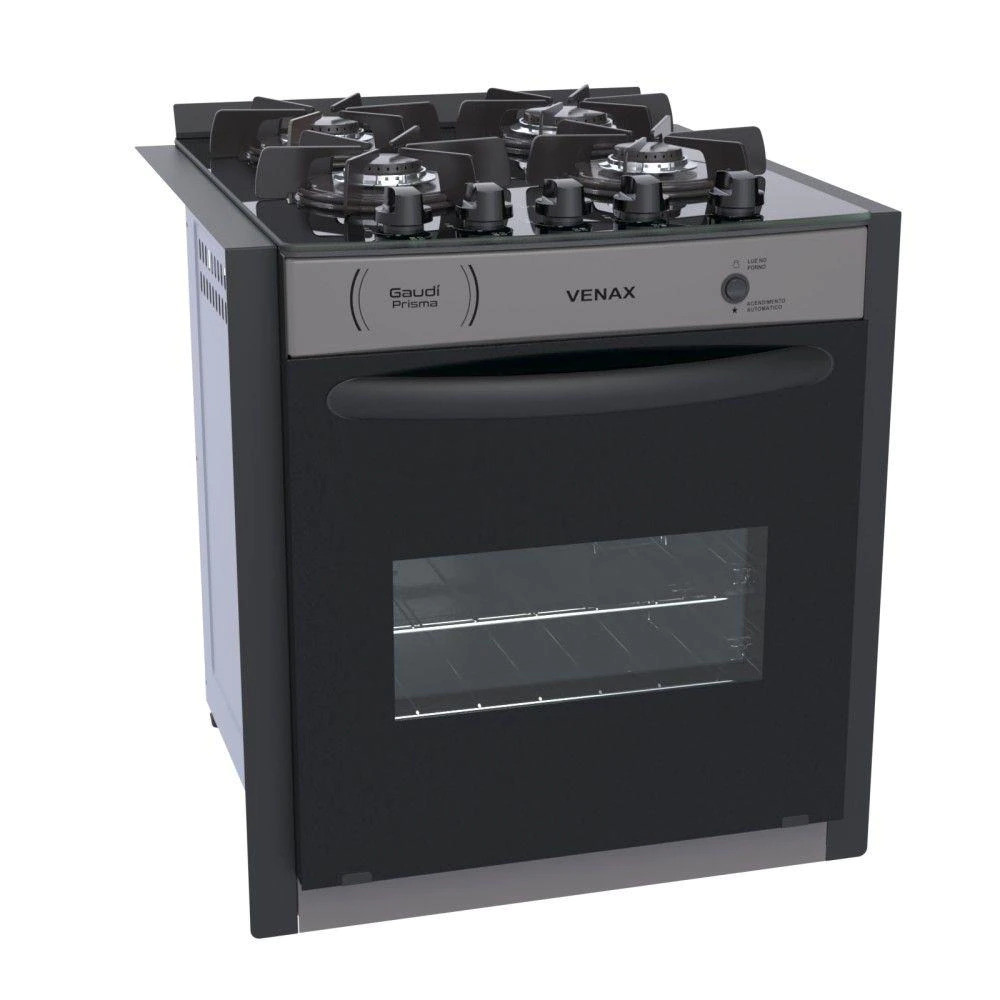 Fogão de Embutir 4 Bocas Venax Gaudi Prisma Vitreo a Gas Grafite em Oferta na Shopee
