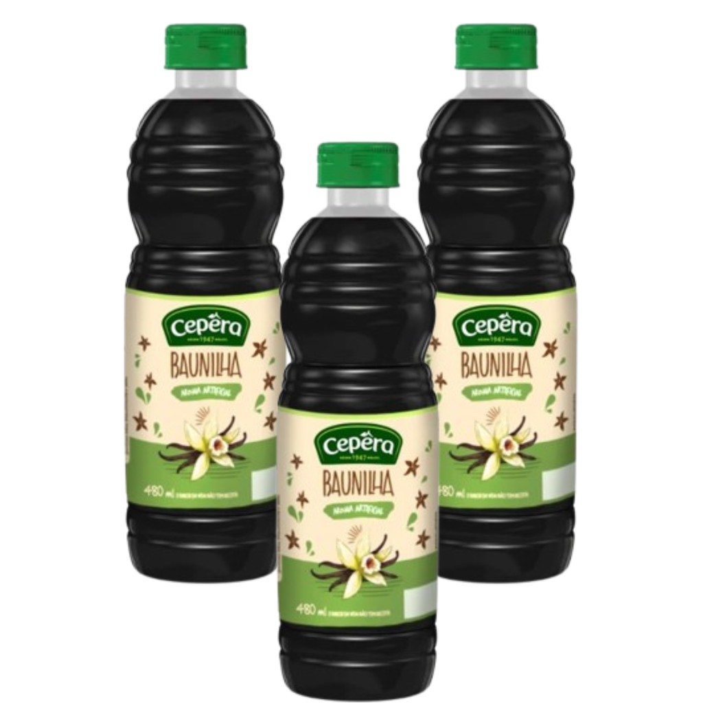 Kit Com 3 Un. Aroma Artificial Baunilha Cepêra Garrafa 480ml