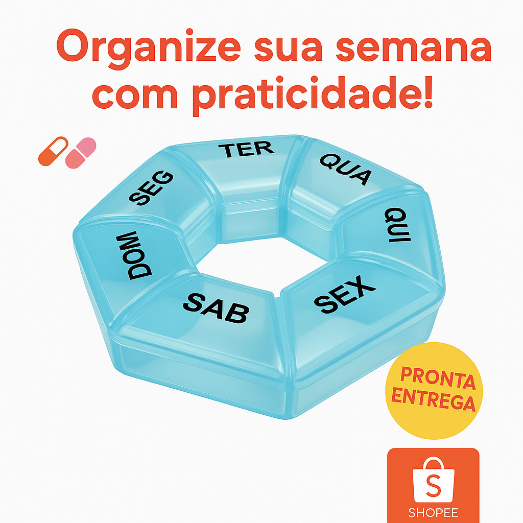 Porta Comprimidos Remedios Organizador Caixa Diario | Semanal em Oferta na Shopee