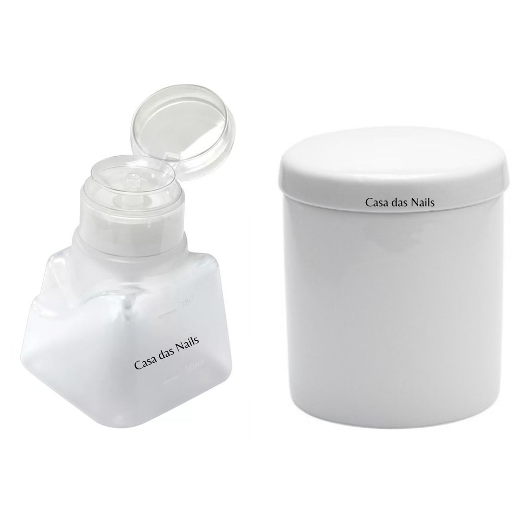 Kit Dosador Italiano de acetona 180ml  + Porta Algodão - Santa Clara em Oferta na Shopee