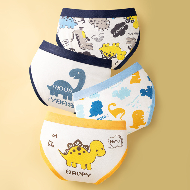 4 peças dinossauro meninos roupa interior de algodão puro crianças Shorts pequeno médio grande meninos cuecas do bebê es
