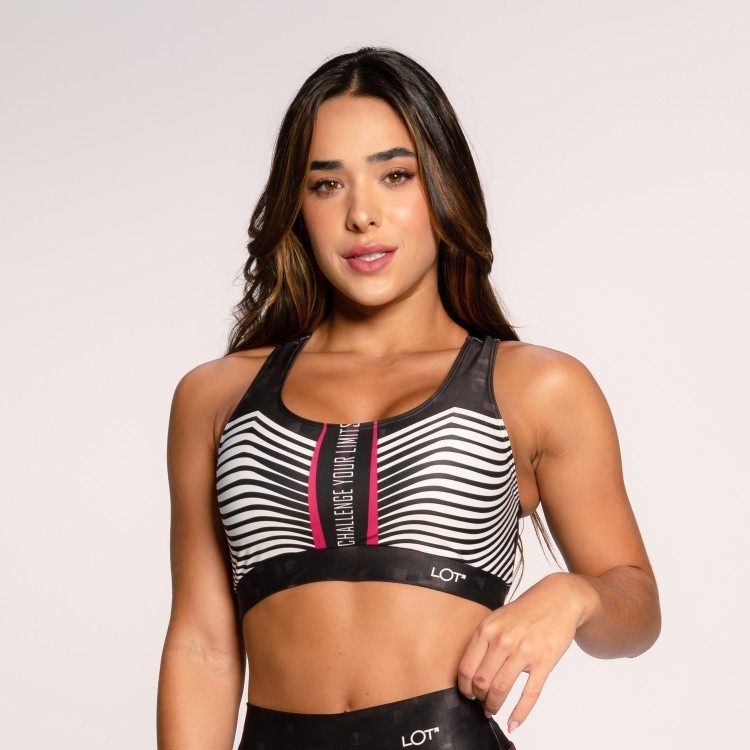 Top Fitness Feminino Suplex Estampado Cruzado nas Costas Rosa Challenge Crossfit
