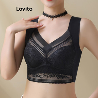 Lovito Bralette Sexy De Renda Lisa Para Mulheres LNE48498