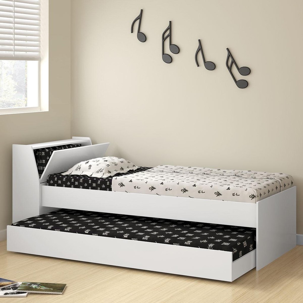 Cama Solteiro Bicama Ditália BB-28 Branco em Oferta na Shopee