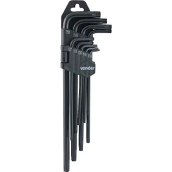 Jogo De Chave Hexalobular Com Furo Guia T-10 A T-50 Com 9 Peças Vonder