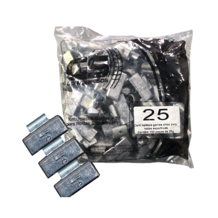 Chumbo para Balanceamento Garra Alta 25 Gramas Pacote Com 100 Pecas em Oferta na Shopee