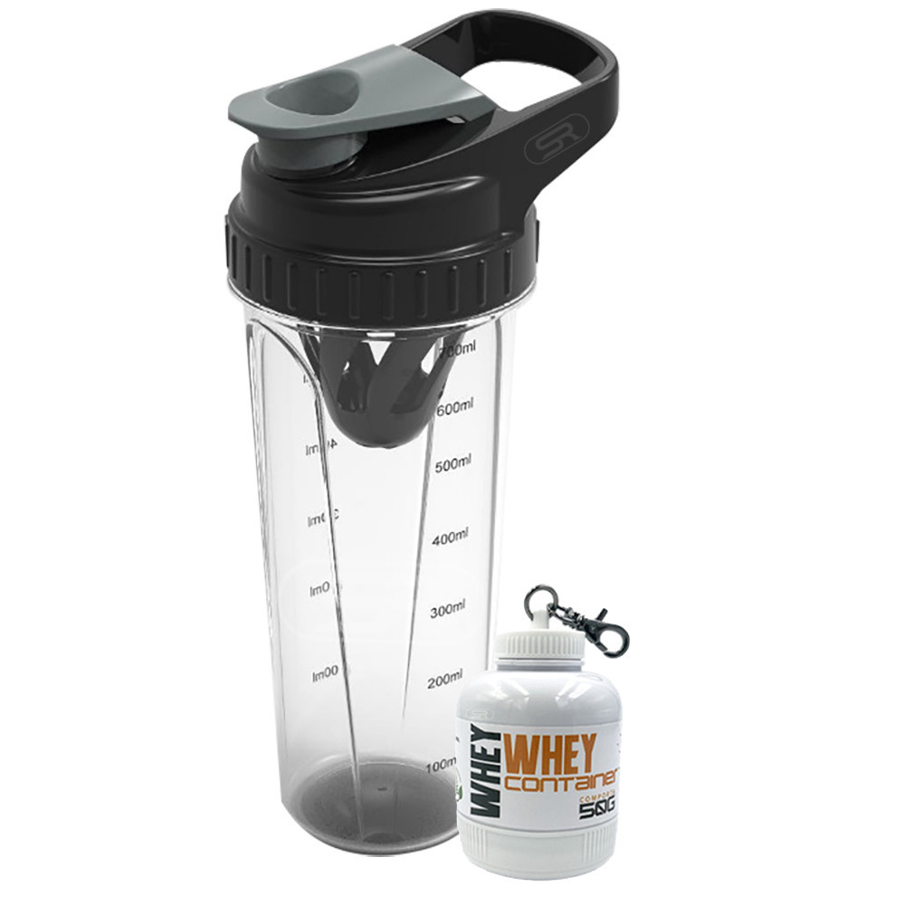 Kit Coqueteleira Shaker + Chaveiro Porta Whey Fitness Academia