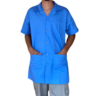 Jaleco Guarda Pó Unissex Com Gola Manga Curta 3 Bolsos Azul Hospitalar em Oferta na Shopee