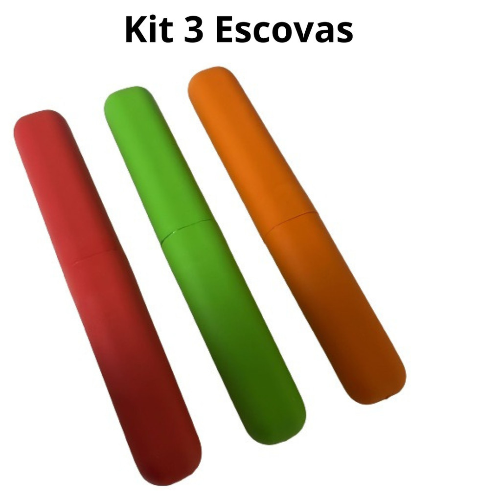 Kit 3 Porta Escova Dental de Plástico Cores Diversas