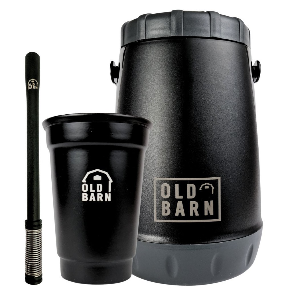 Kit Tereré Old Barn Garrafa 2,5l Cuia 350ml De Alumínio Bomba De Inox De Mola Externa Regulável