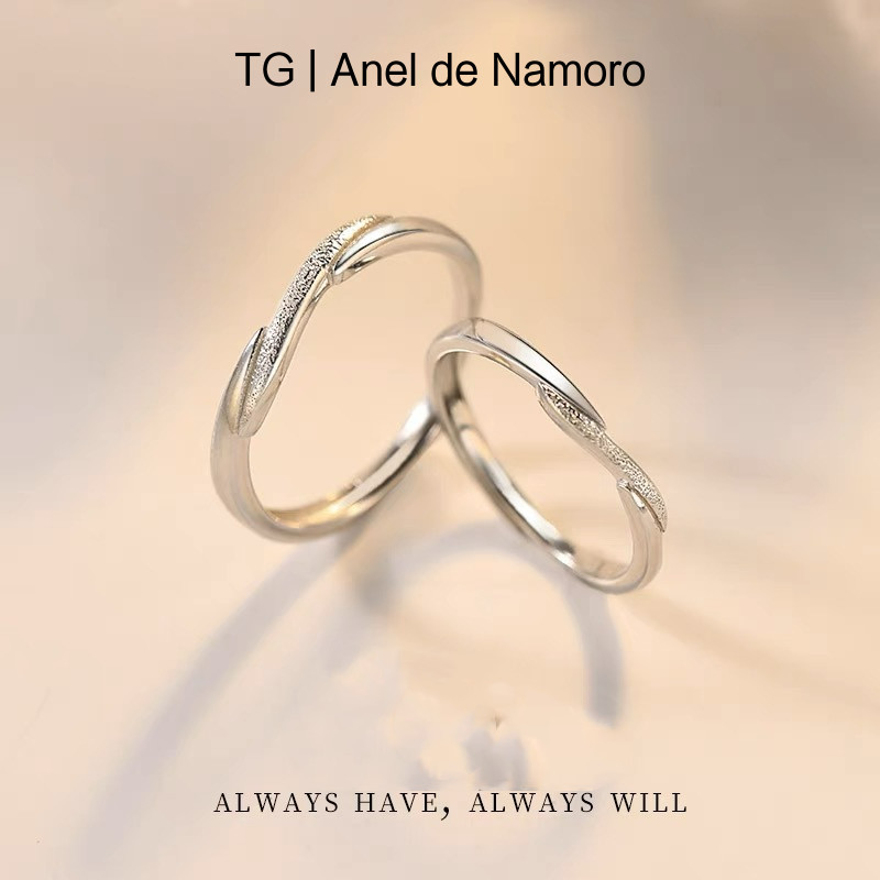 TG | Aliança de Namoro Ajustável Anel de Namoro Ajustável com Caixa de Presente Anel de Casal de Nicho Fosco Design Light Luxury Live Ring All-Match Bracelet