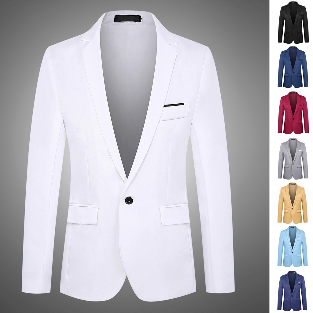 Terno Masculino Manga Longa Casual Business Fit Elegante Formal Blazer Com Um Botão