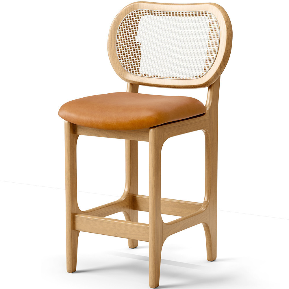 Banqueta Baixa Bar Cozinha Sala de Jantar Betta L02 Mel Tela Couríssimo Whisky - Lyam Decor em Oferta na Shopee