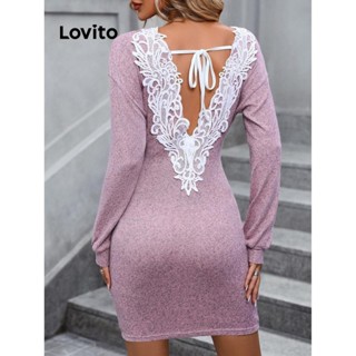 Lovito Vestido Casual Liso Sem Costas De Renda Com Amarração Nas Costas Para Mulheres LNL50098