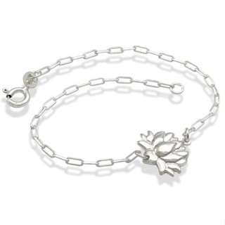 Pulseira feminina flor de Lótus prata 925