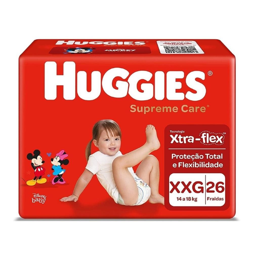 Fralda Huggies Supreme Care Xtra-Flex XXG 26 Unidades