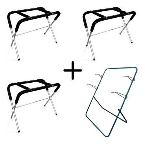 3 Cavaletes De Preparação + 1 Suporte De Pintura / Funilaria