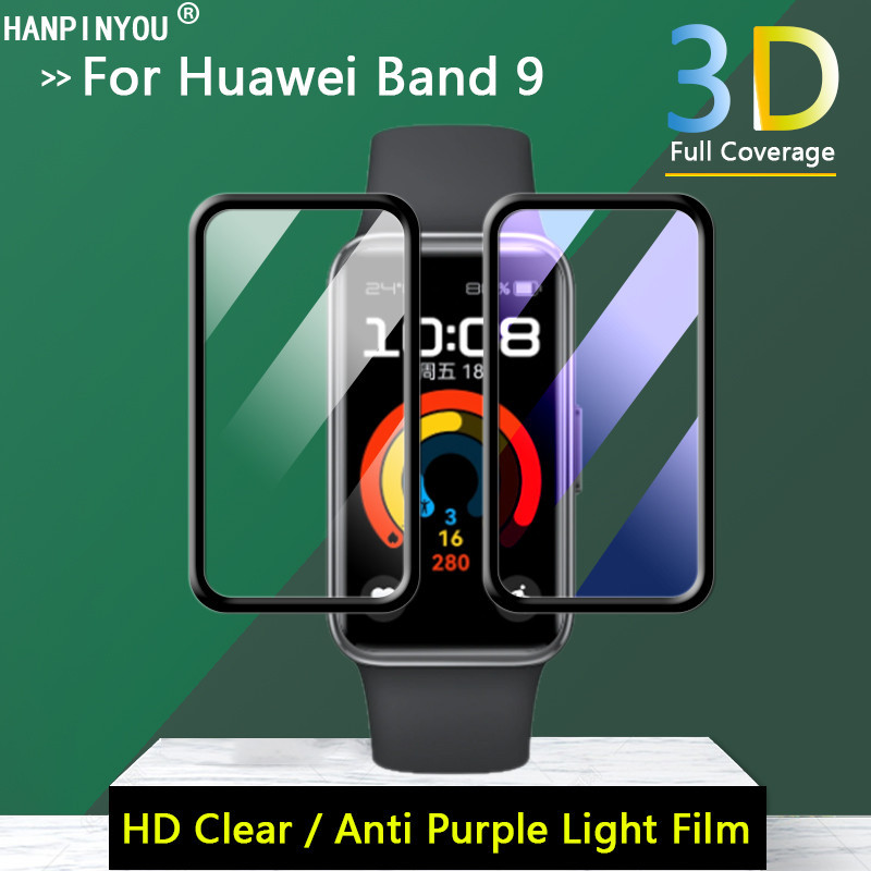 Compatível Para Huawei Band 9 SmartWatch Ultra Clear/Anti Purple Light Cobertura Completa 3D Curvo Soft PMMA Film Protet
