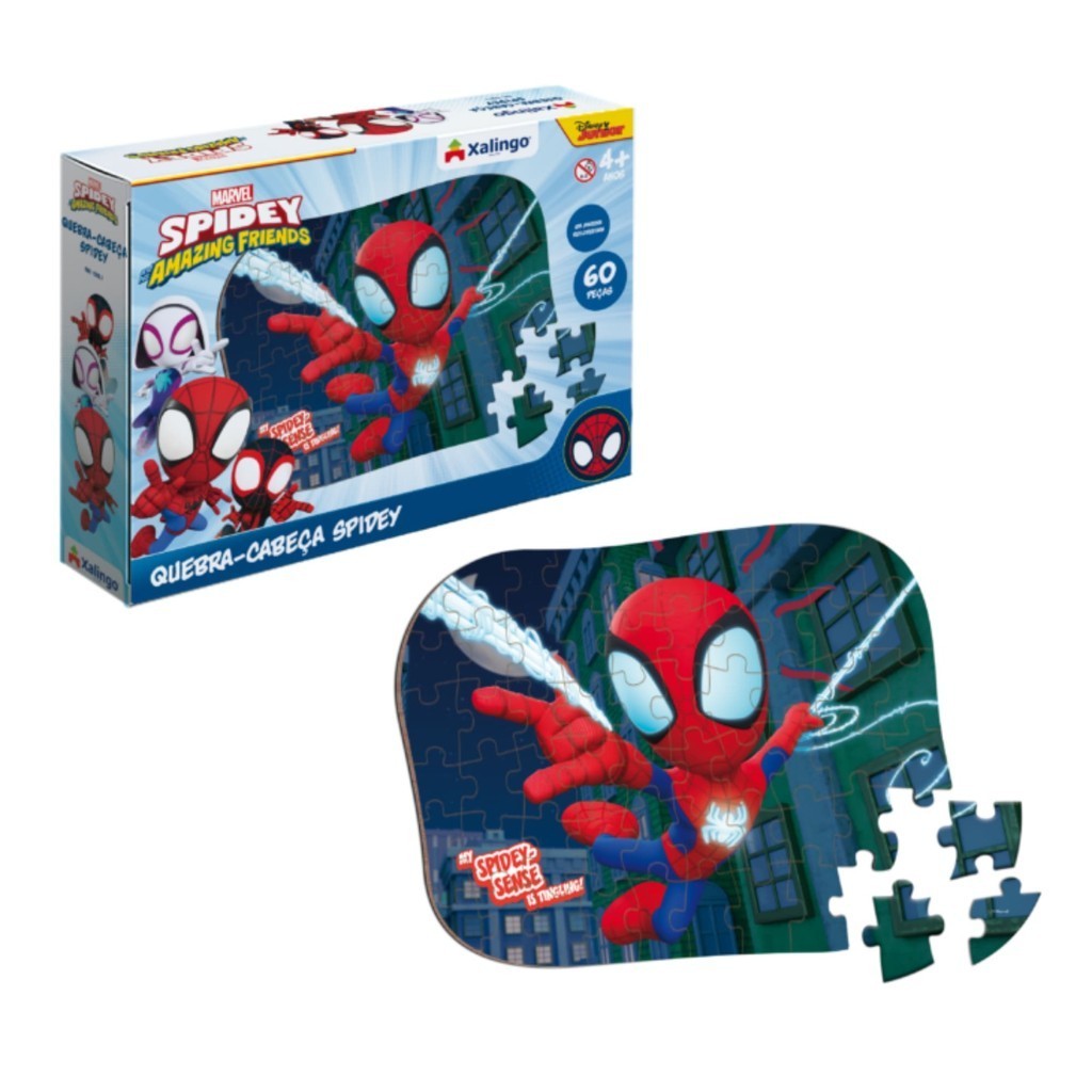 Brinquedo Jogo Quebra-Cabeça do Spidey e seus Amigos Espetaculares - 60 Peças - Xalingo 17821 em Oferta na Shopee