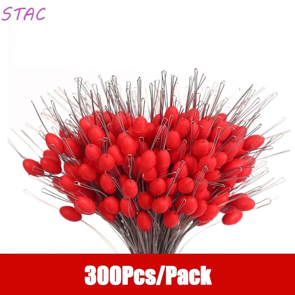 STAC Fishing Bobber Red 300pcs/Pack Rubber Stopper Linha De Pesca Cilíndrica Transparente Resistência Flutuador