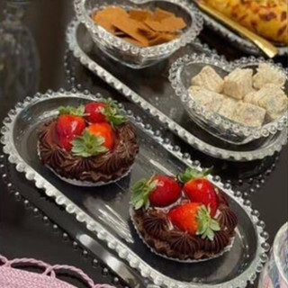 Travessa Porta Doce Rocambole Oval Em Cristal Pearl Wolf em Oferta na Shopee