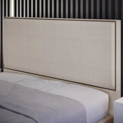 Cabeceira Cama Box Casal Com Tachas 140 cm Vicenza L02 Linho Bege - Lyam Decor