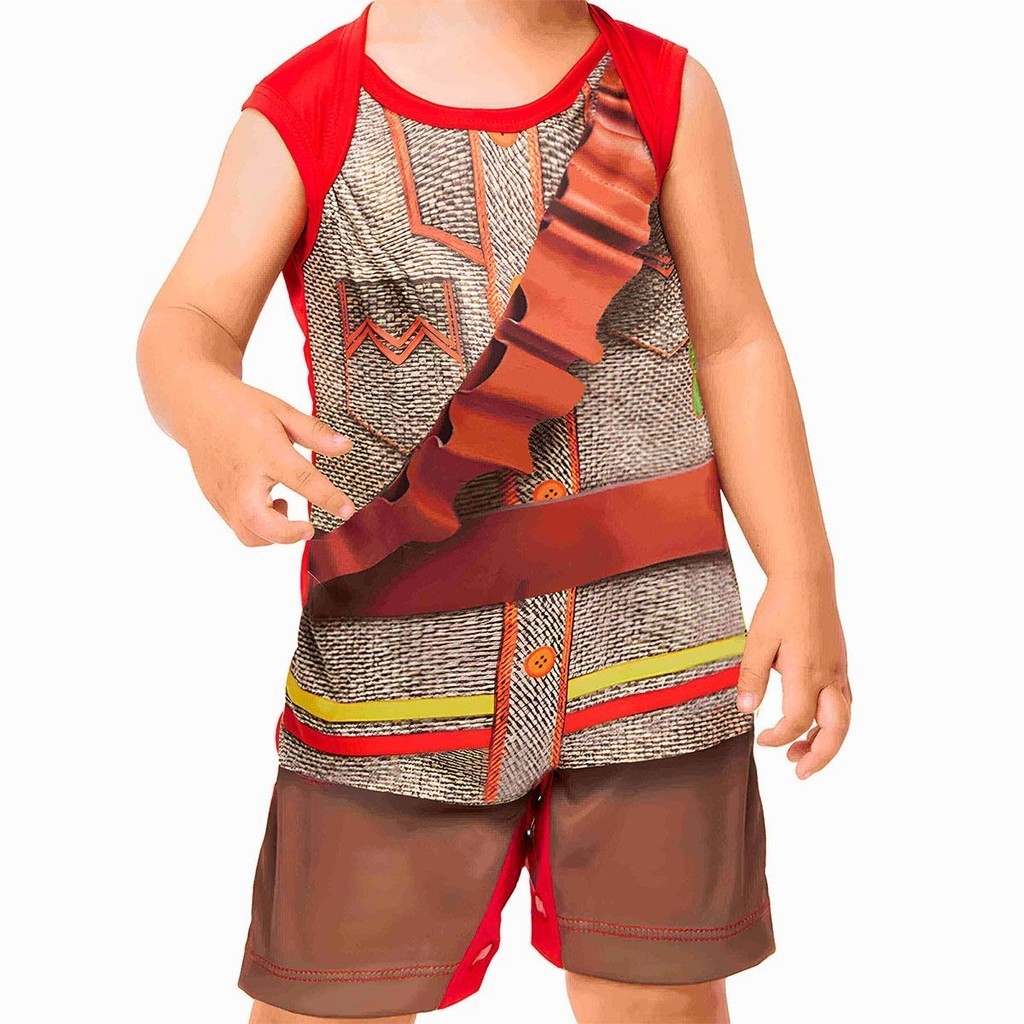 Roupa de Festa Junina Bebe Menino Fantasia Cangaceiro Com Regata e Short Caipira 3 a 18 meses