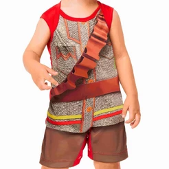 Roupa de Festa Junina Bebe Menino Fantasia Cangaceiro Com Regata e Short Caipira 3 a 18 meses