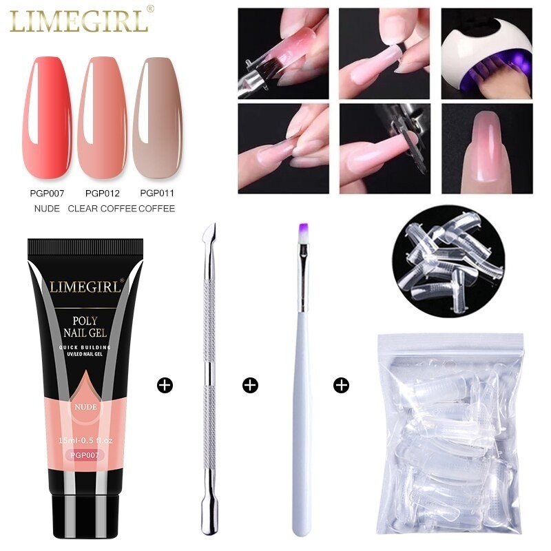 Kit 4pc De Unhas Limegirl polygegel Rapidamente/Polygel/pusher/Extension Do Dedo De Unha