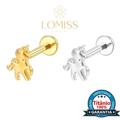 【LOMISS】Unicórnio Piercing Labret Titânio Pvd Dourado Tragus, Brinco