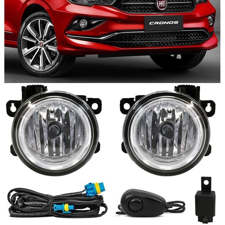 Kit Farol de Milha Neblina Fiat Cronos 2018 2019 2020 2021 2022 - Interruptor Alternativo