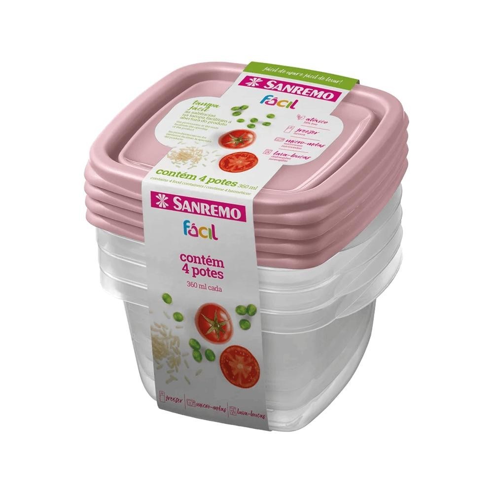 Conjunto de Potes Plástico Sanremo 4 Peças - SR122/4C55 em Oferta na Shopee
