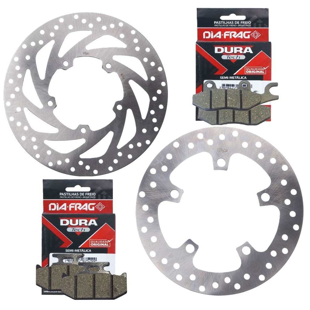 Discos de Freio Fazer 250 2005-2015 + Pastilhas Diafrag Dura Tech em Oferta na Shopee