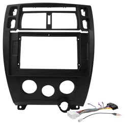 Kit Moldura Painel 10 Pol Tucson Ar Digital Analógico 2007 2008 2009 2010 2011 2 Din Preto Chicote Som Plug Antena