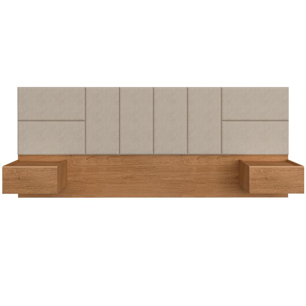 Cabeceira Suspensa Cama Queen Com Led Malibu Carv/bege - M. Arapongas - Home & Living