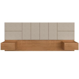 Cabeceira Suspensa Cama Queen Com Led Malibu Carv/bege - M. Arapongas em Oferta na Shopee