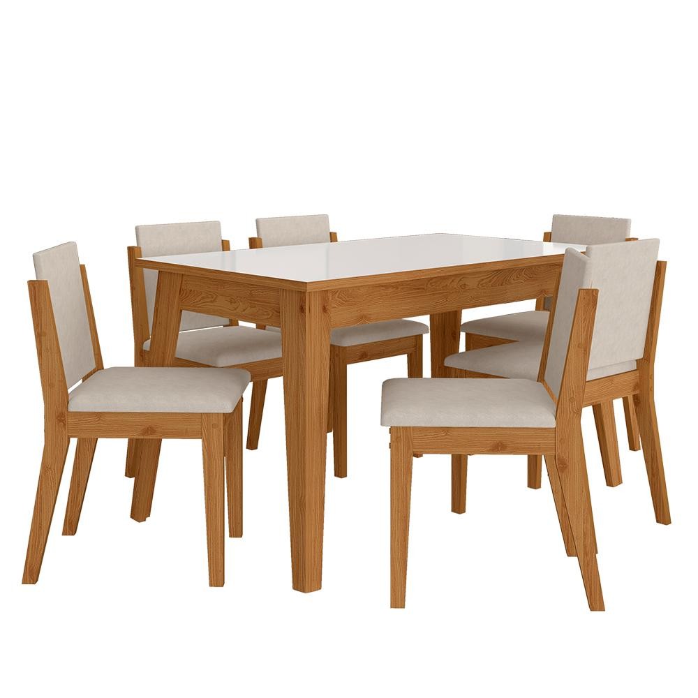 Mesa 1,36 Com 6 Cadeiras Libéria Cinamom/off Whit/bege - M. Arapongas em Oferta na Shopee