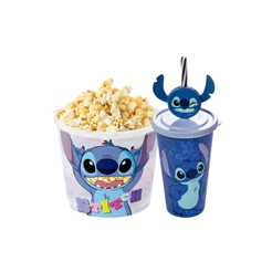 Kit Pipoca Cinema Stitch Balde Pipoca 2,1L + Copo Refrigerante Suco Água 500ml Plasútil