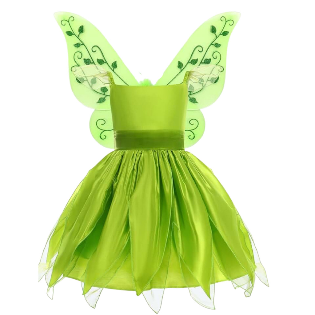 Fantasia Infantil Menina Kit Vestido E Asas Fada Sininho Thinker Bell Carnaval Festa Aniversário em Oferta na Shopee