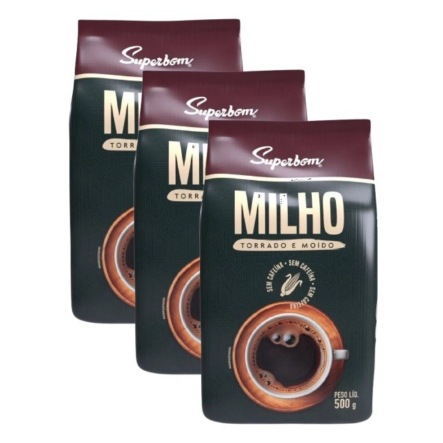 kit 3 Pó De Café De Milho Torrado E Moído Superbom 500g