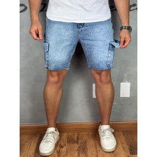 Bermuda Cargo Jeans Masculina 100% Algodão em Oferta na Shopee