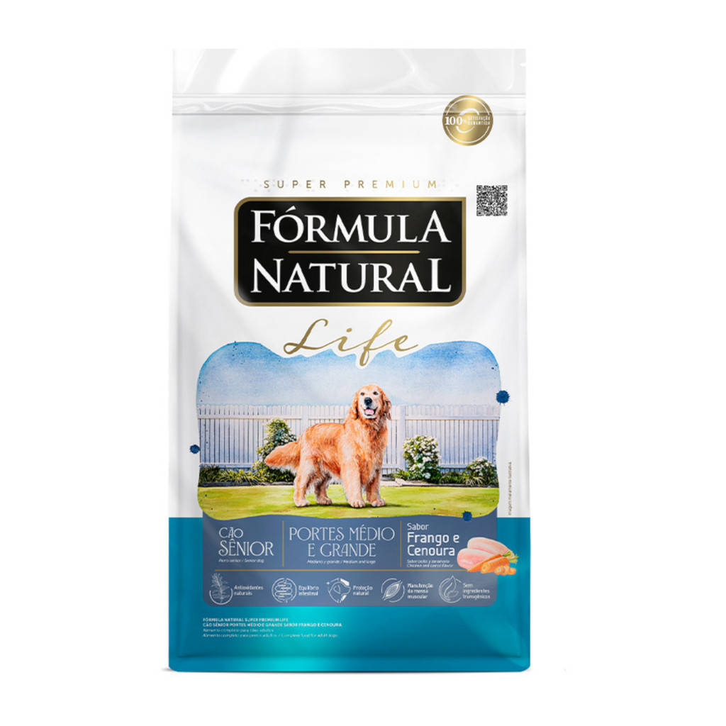 Ração Formula Natural Life Cães Sênior 15 kg Raças Médias e Grandes