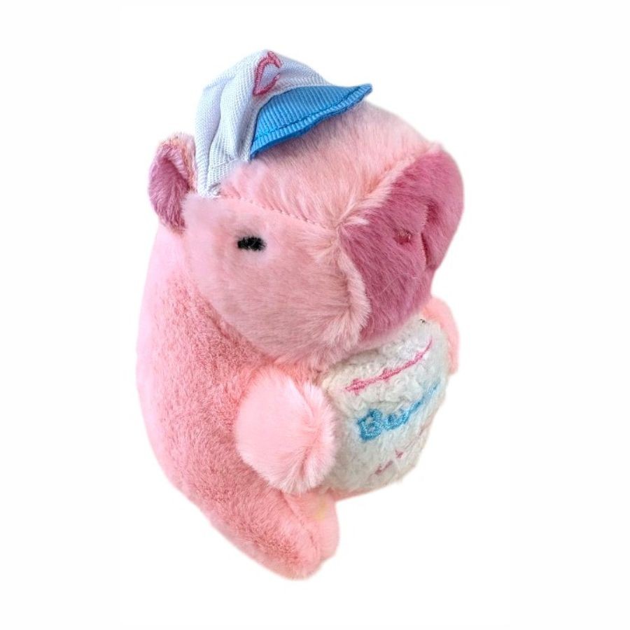 Chaveiro de Pelúcia - Capivara Rosa de Boné Segurando bola de Baseball - 13cm - 1 unidade - Rizzo