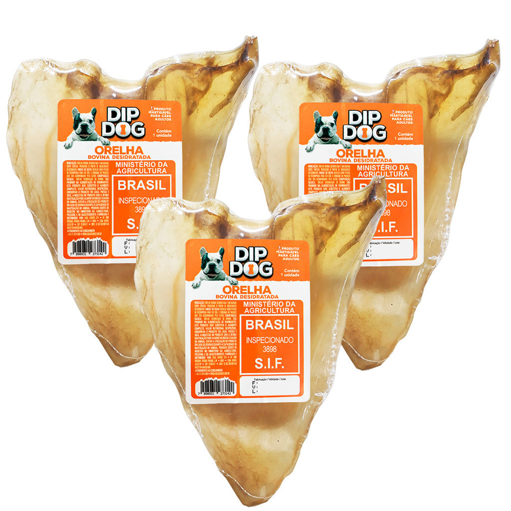Petisco Cachorro Orelha Bovina Para Cães Mordedor Natural Desidratado Adestrador Pet Diversos Kits