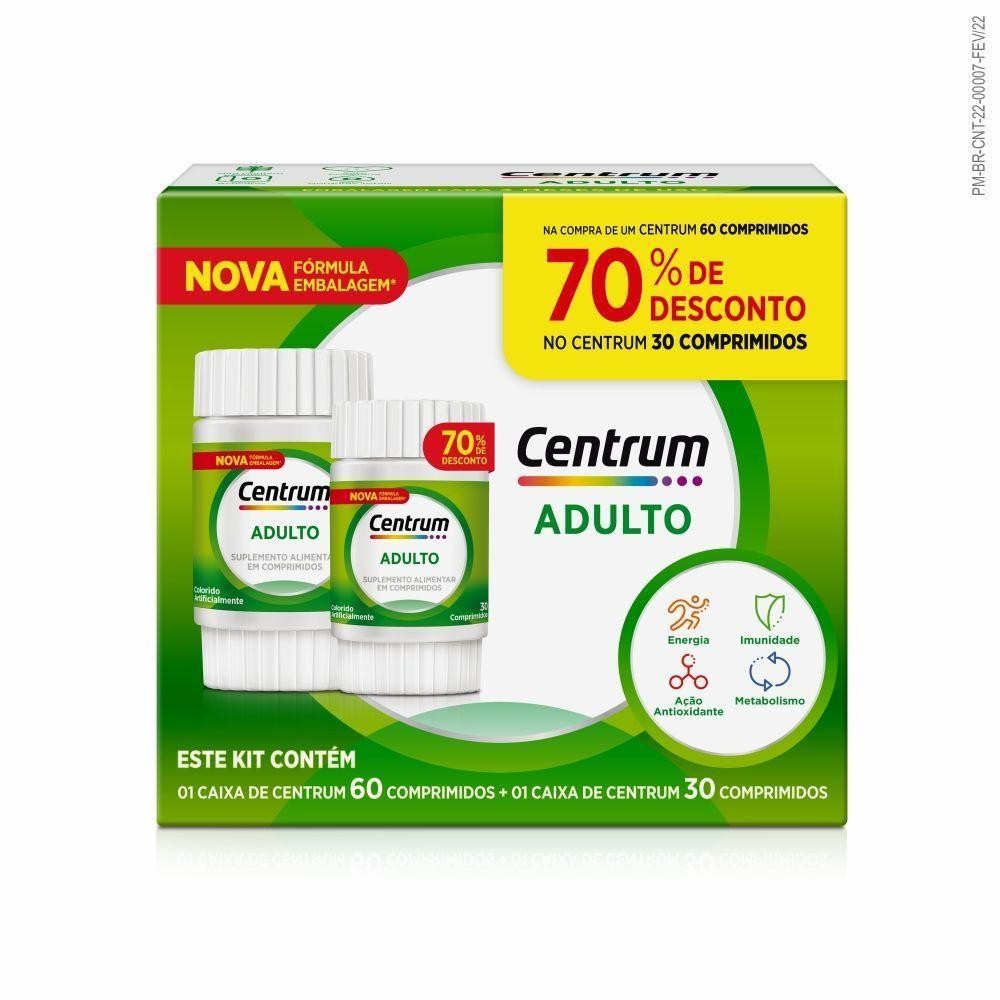 Kit Suplemento Alimentar Centrum Adulto 60 Comprimidos + 30 Comprimidos - Health