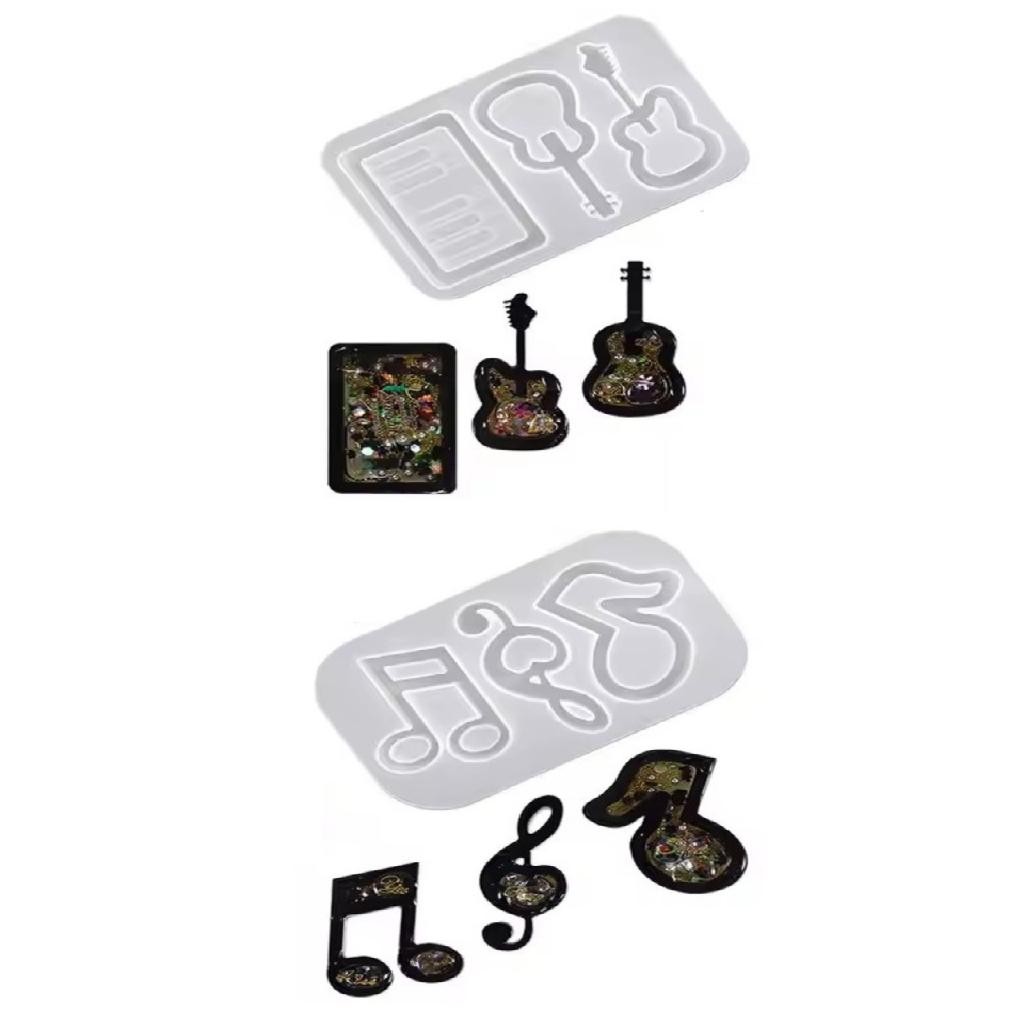 kit 2 MOLDEs SILICONE VIOLAO GUITARRA MUSICA NOTAS MUSICAIS